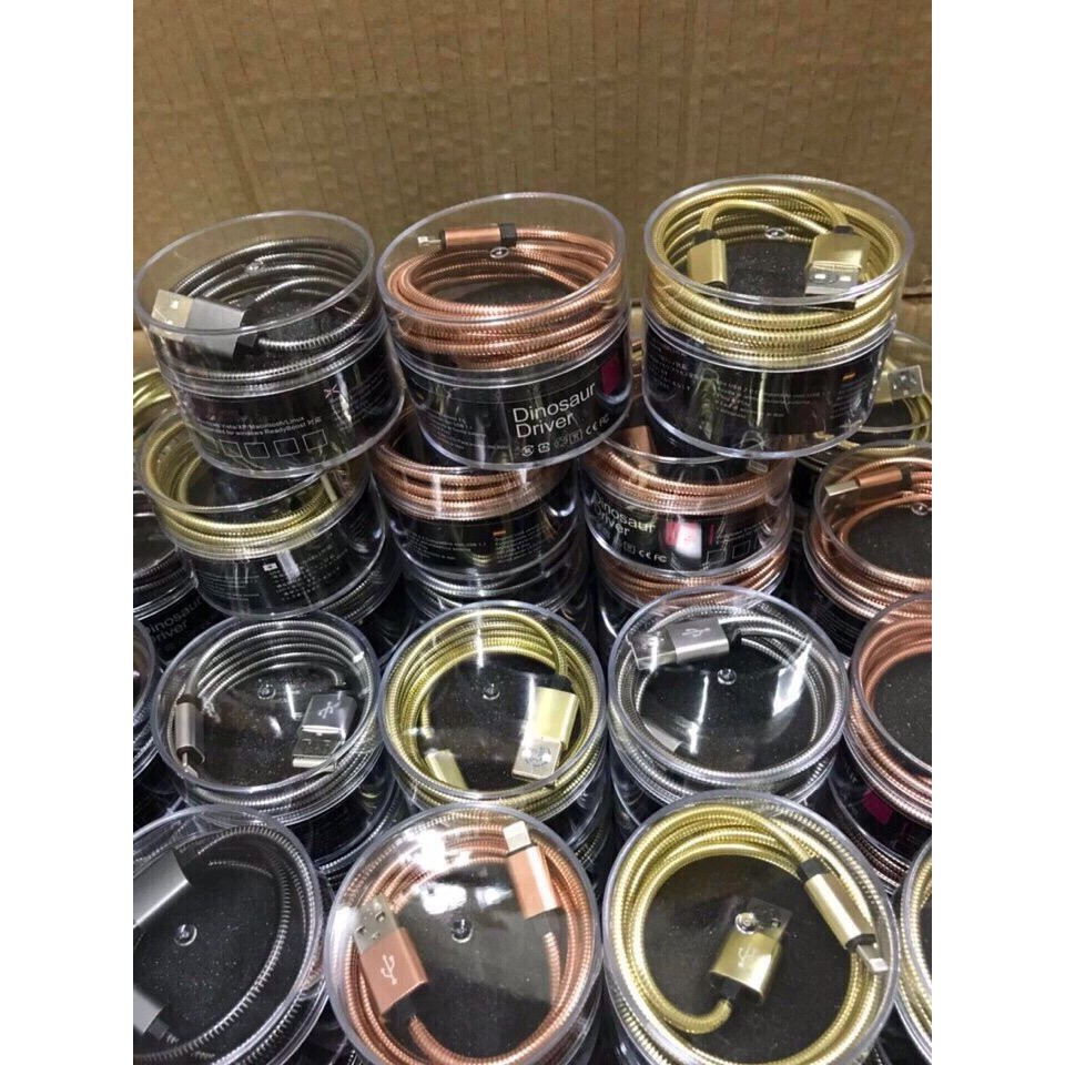 Cáp Sạc Samsung, Iphone Dây Kim Loại Chống Đứt Dinosaur Driver