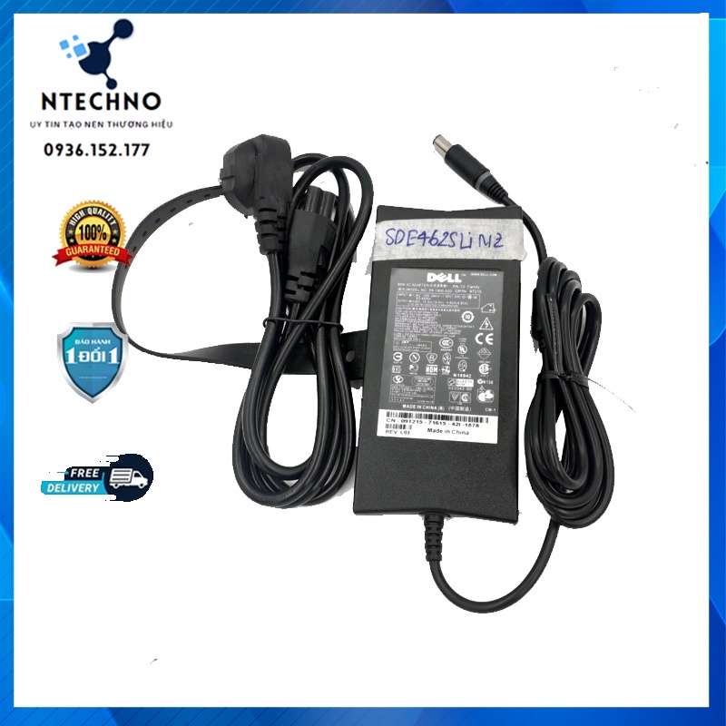 Sạc Zin Laptop Dell 19.5V - 4.62A 90W Slim chân kim to cho Latitude seri Vostro seri Inspiron seri Studio⭐Bảo hành 12