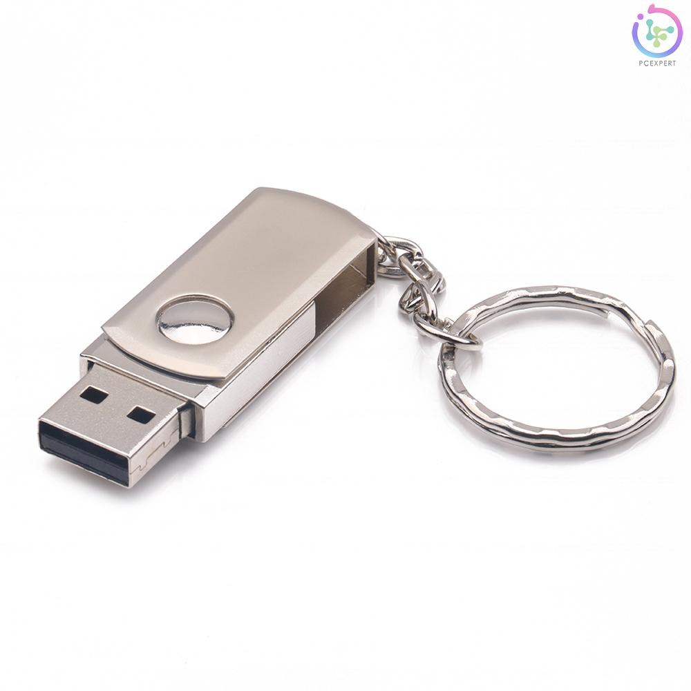 PCER Metal Rotatable USB Flash Drive Pen Drive USB2.0 32G Memory Stick U Disk with Flash Card Keycha