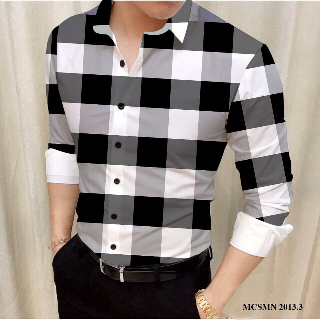 ÁO SƠ MI NAM TAY DÀI PHỐI SỌC CARO CÁ TÍNH, VẢI MỀM MẠI, CHỐNG NHĂN, SIZE M-6XL TỪ 40-90KG