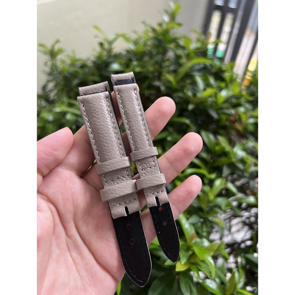 TẶNG CHỐT VÀ DỤNG CỤ THAY DÂY Dây đồng hồ da bò thật 2 mặt Màu Xám