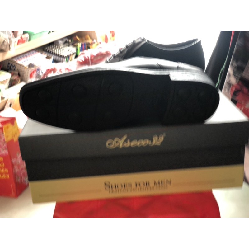 Giày da nam công sở cao cấp không dây đế hơi Aseco 32 729 AIR