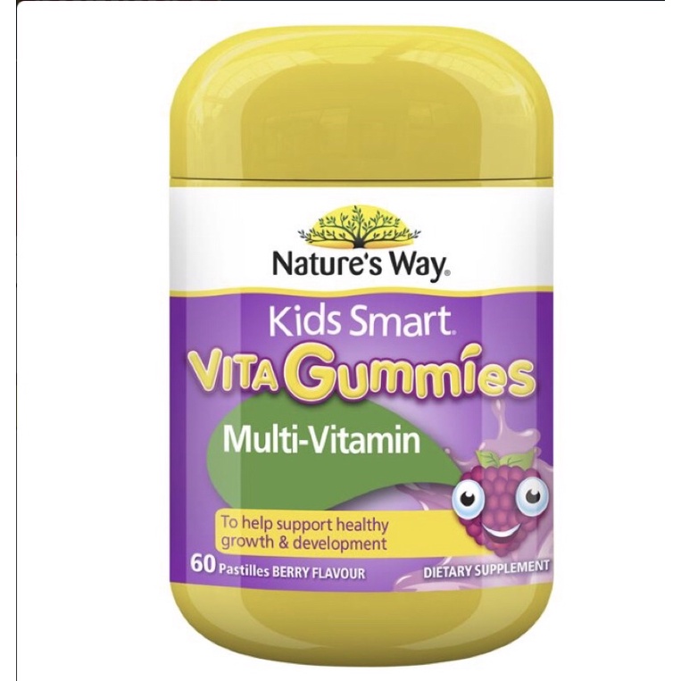 Vita Gummies Nature's Way [Úc] Kẹo gôm bổ sung vitamin cho bé từ 2 tuổi - 60 viên - 7 vị