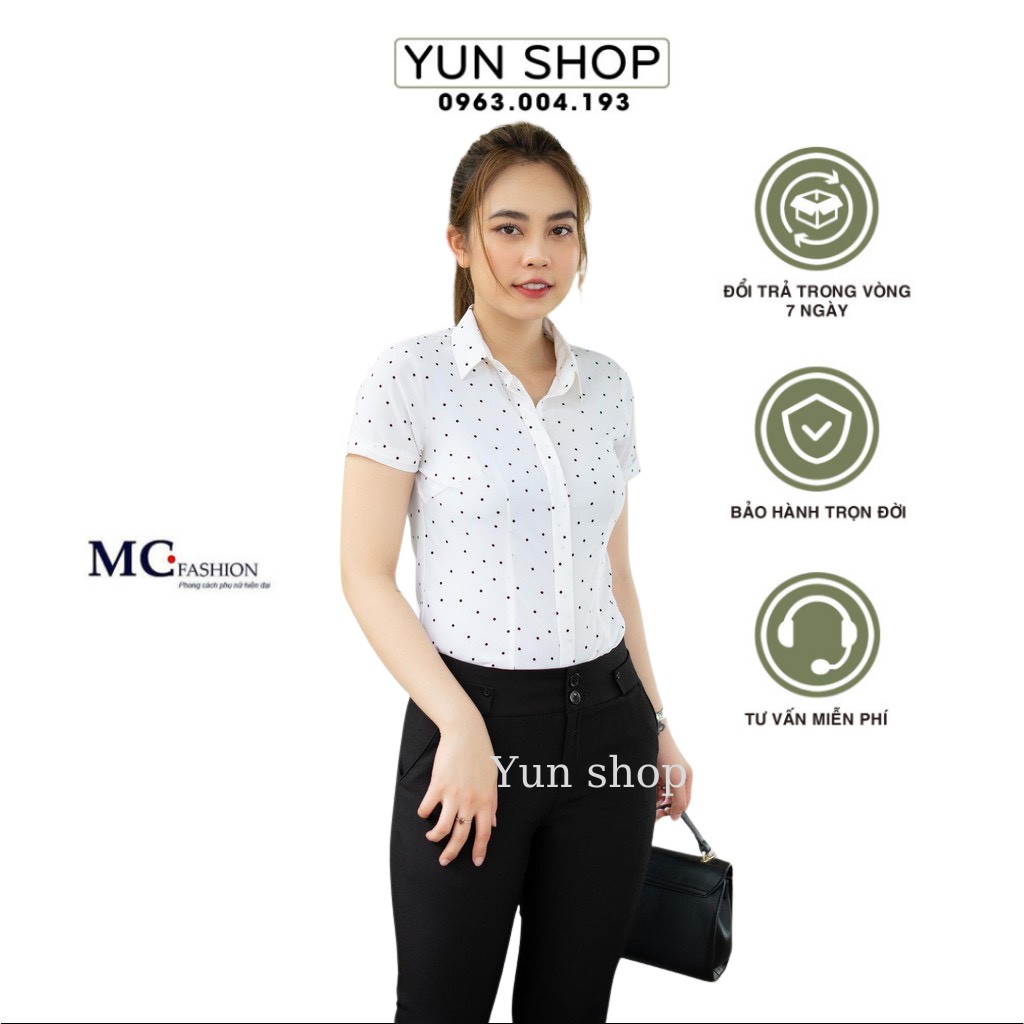 Áo Sơ Mi Nữ Công Sở  Họa Tiết Chấm Bi - MC fashion  A0257 Màu Trắng