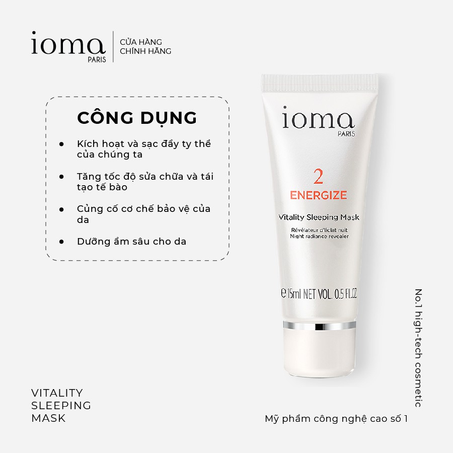 Mặt nạ ngủ tái tạo làn da Ioma Paris Vitality Sleeping Mask 15 gr