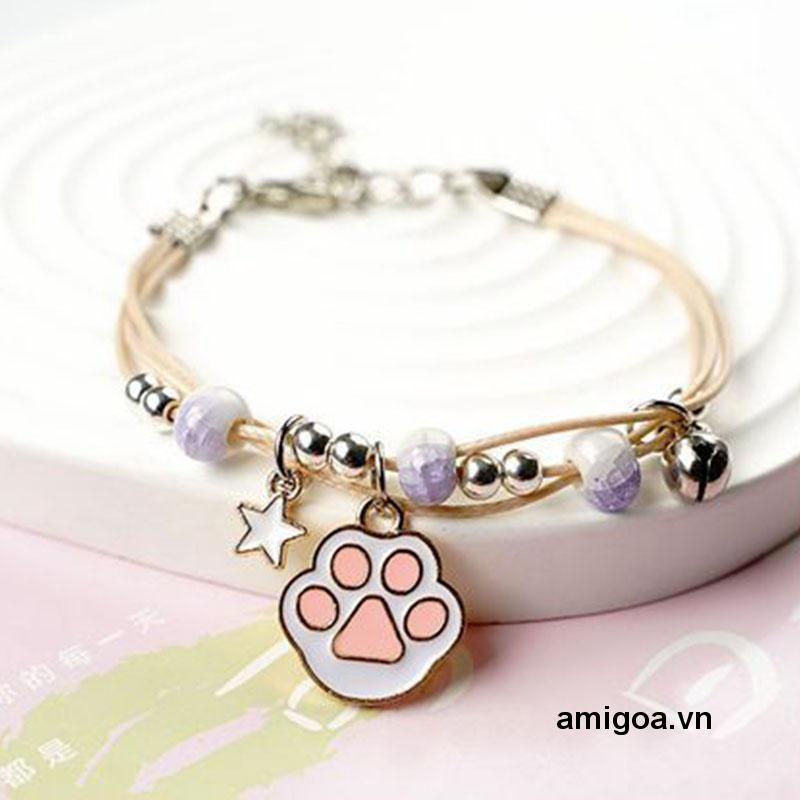 【amigoa.vn】Vòng Tay Hình Chân Mèo Hoạt Hình Đơn Giản Dành Cho Nữ Sinh