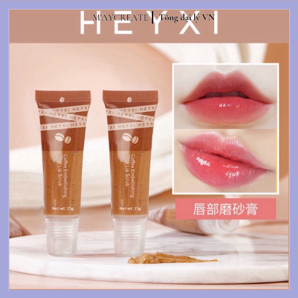 Tẩy tế bào chết môi HEYXI Coffee Lip Scrub 15g dưỡng ẩm HTTBC5