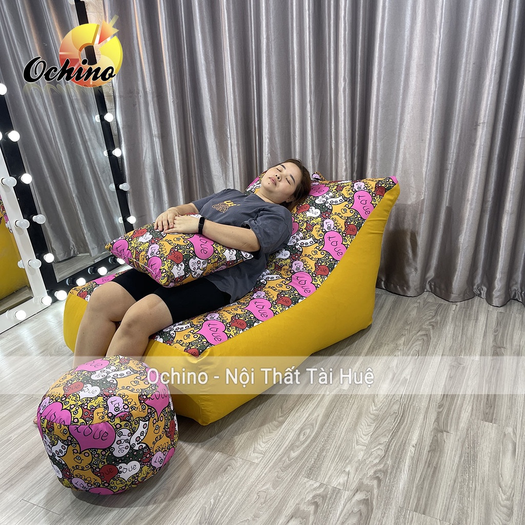 𝐂𝐎𝐌𝐁𝐎 Bộ Ghế Lười Hạt Xốp 3 Món Dáng Sofa Giường Cực Xinh Mang Phong Cách Hiện Đại (Kèm Hạt Xốp)