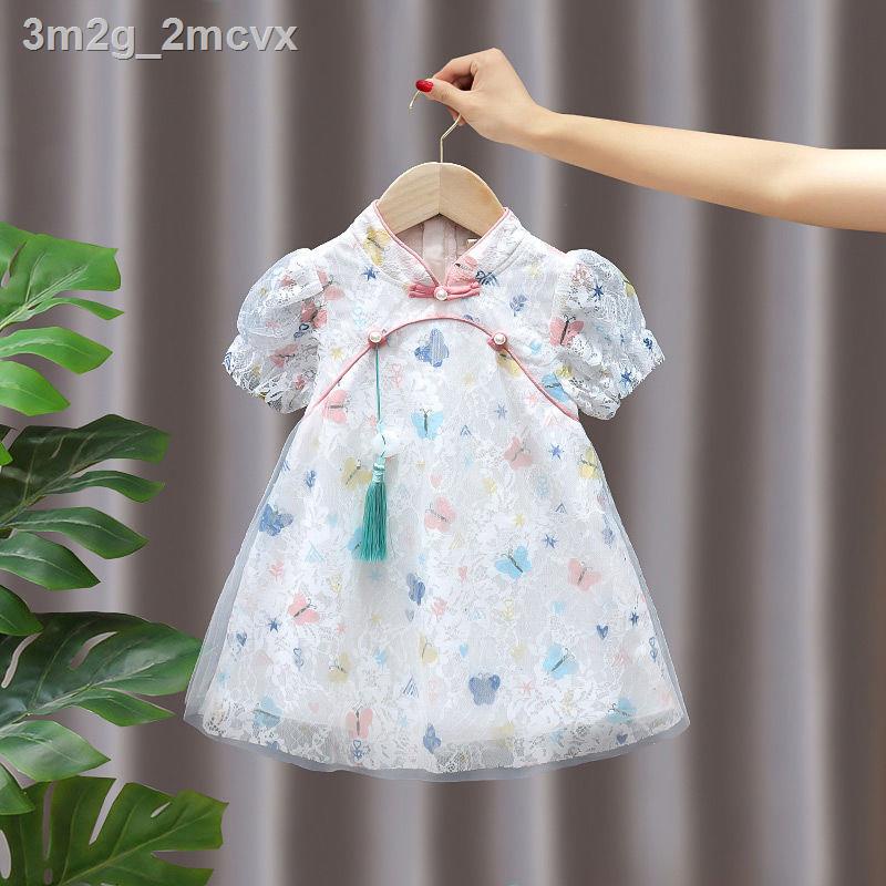 (HÀNG HOT)3m2g_2mcvxCô gái sườn xám trang phục hanfu 2021 ngày thiếu nhi váy ren công chúa phong cách trung quốc