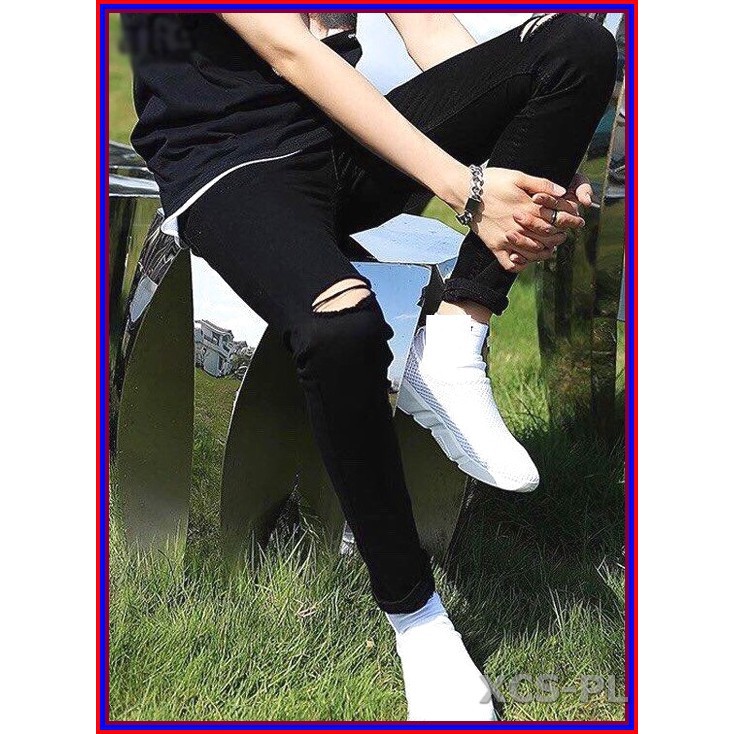 Quần jean nam cao cấp ĐEN RÁCH GỐI siêu đẹp không xù lông, không ra màu, chất giãn tốt rrgoi3-1.253