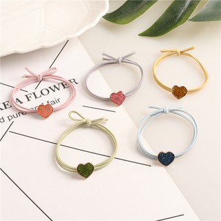 Dây cột tóc hình trái tim ánh kim nhiều màu p107