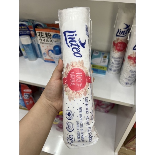 Bông tẩy trang cotton Linteo 120 miếng 100% Natural Beehouse