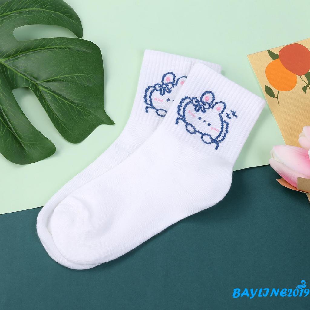 BAY-Vớ giữ ấm họa tiết thỏ hoạt hình dễ thương cho người lớn chạy bộ/thể thao