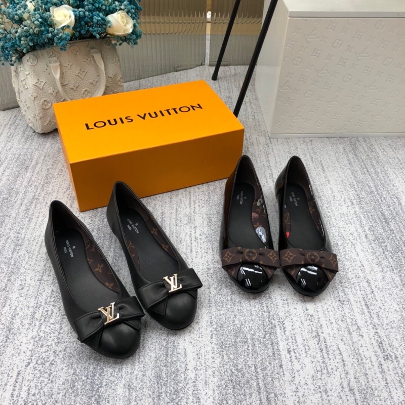 Giày búp bê cao cấp da thật logo thương hiệu Louis Vuitton LV 2022