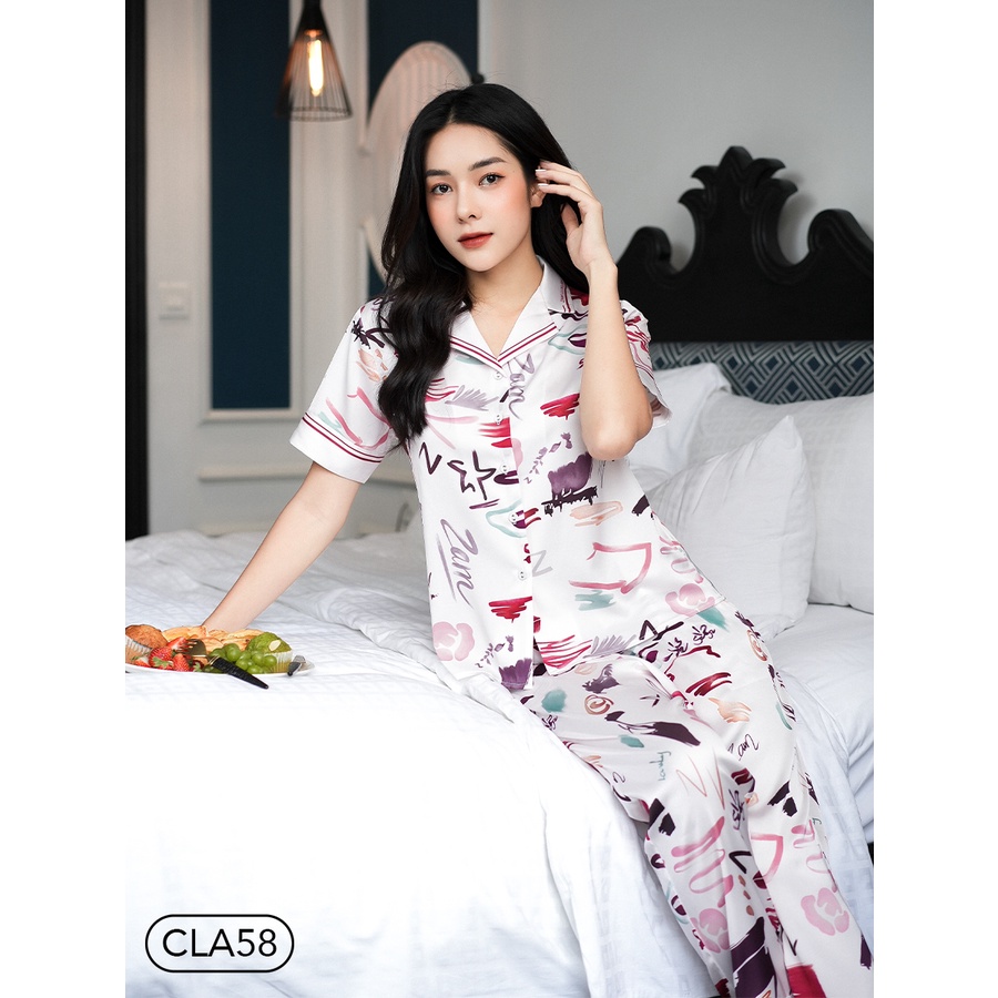 Bộ ngủ satin ZAM LUXURY - CLA58 - Áo ngắn tay quần dài