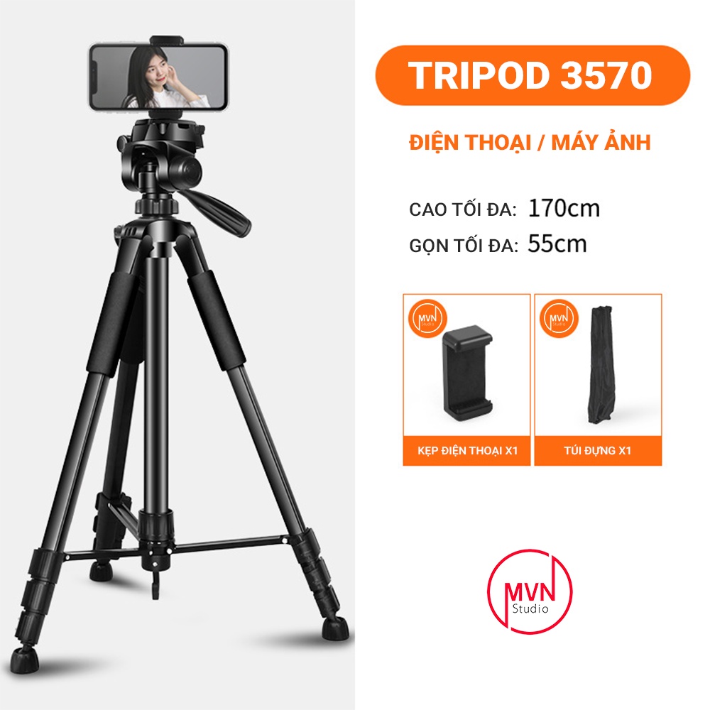 Tripod chân máy ảnh chuyên nghiệp có thể tải 3kg cao 1m7 – MVN Studio