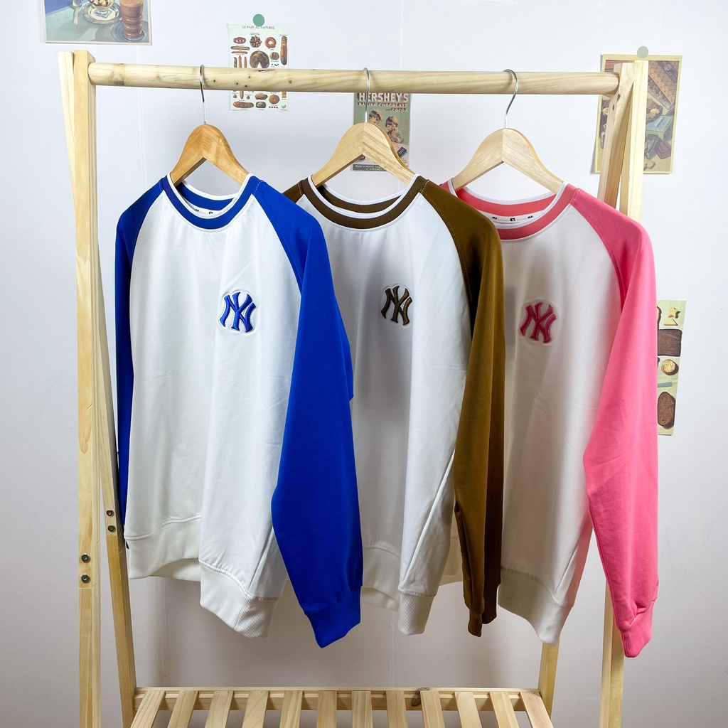 Áo Sweater nam nữ M.L.B, Áo nỉ xuất dư NY Monogram SW01 - Pom Store