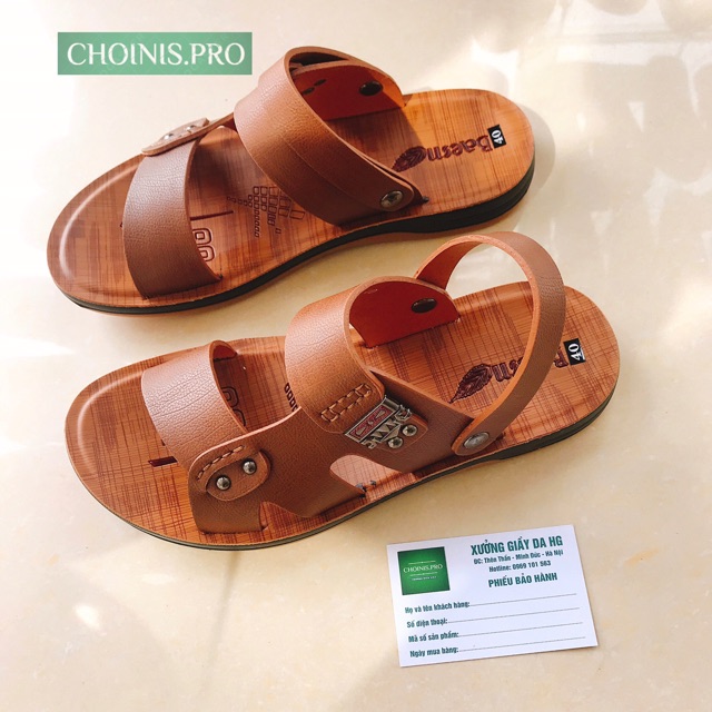 Dép da bò nam tại Xưởng CHOINIS- CÓ QUAI HẬU- ĐẾ KẾP CHẮC CHẮN- Dép trung niên, trung tuổi