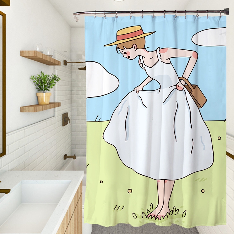 Rèm Che Bồn Tắm Chống Thấm Nước Họa Tiết Đáng Yêu Dành Cho Nữ