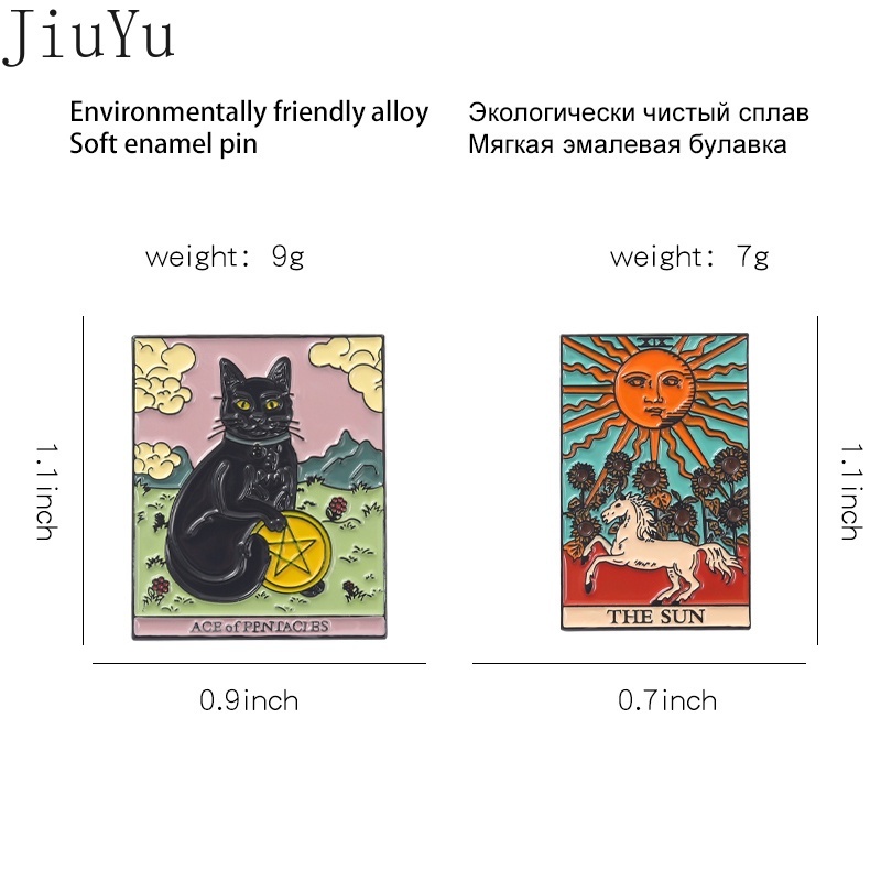 Ghim Cài Áo Hình Lá Bài Tarot Màu Đen Cá Tính