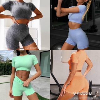 Set Bộ croptop màu pastel tập gym yoga