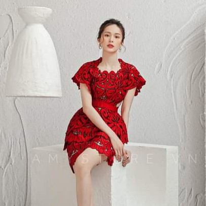 Đầm ren đi tiệc sang trọng thiết kế form chữ A, kèm thắt lưng | BigBuy360 - bigbuy360.vn