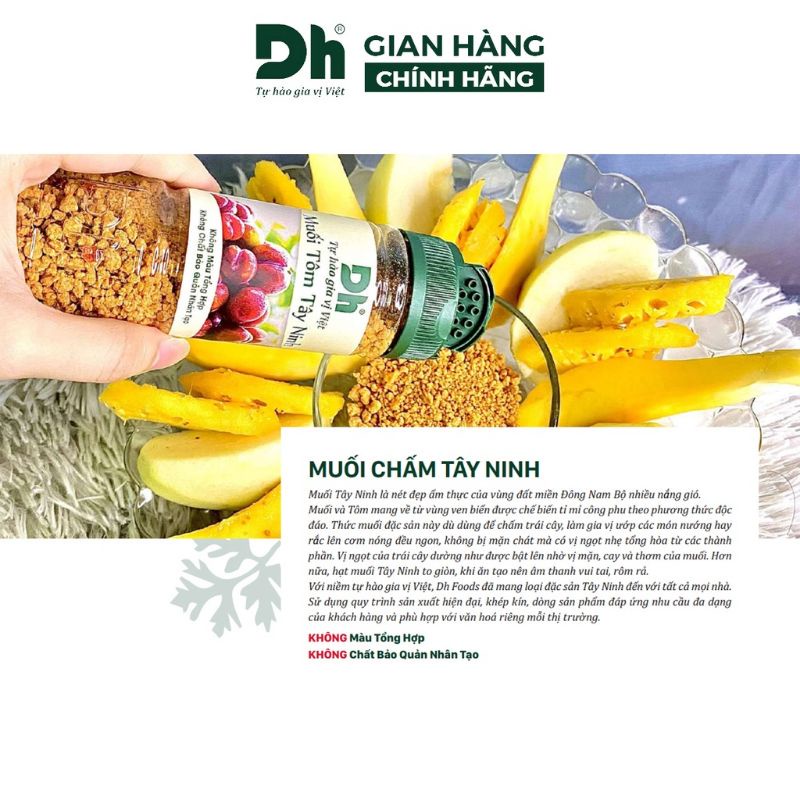 Muối tôm ớt, muối tiêu chanh Tây Ninh chấm rau củ quả DH Foods