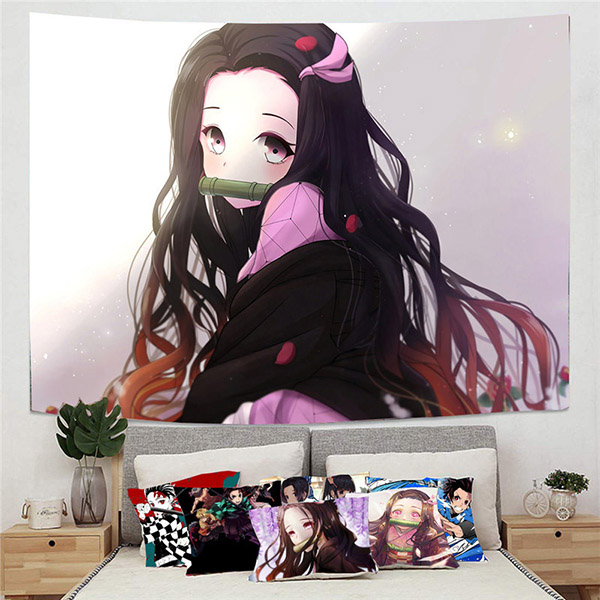 Thảm Treo Tường Trang Trí In Hình Nhân Vật Demon Slayer Cá Tính
