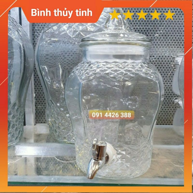 Bình thủy tinh ngâm rượu 6 lit có vòi