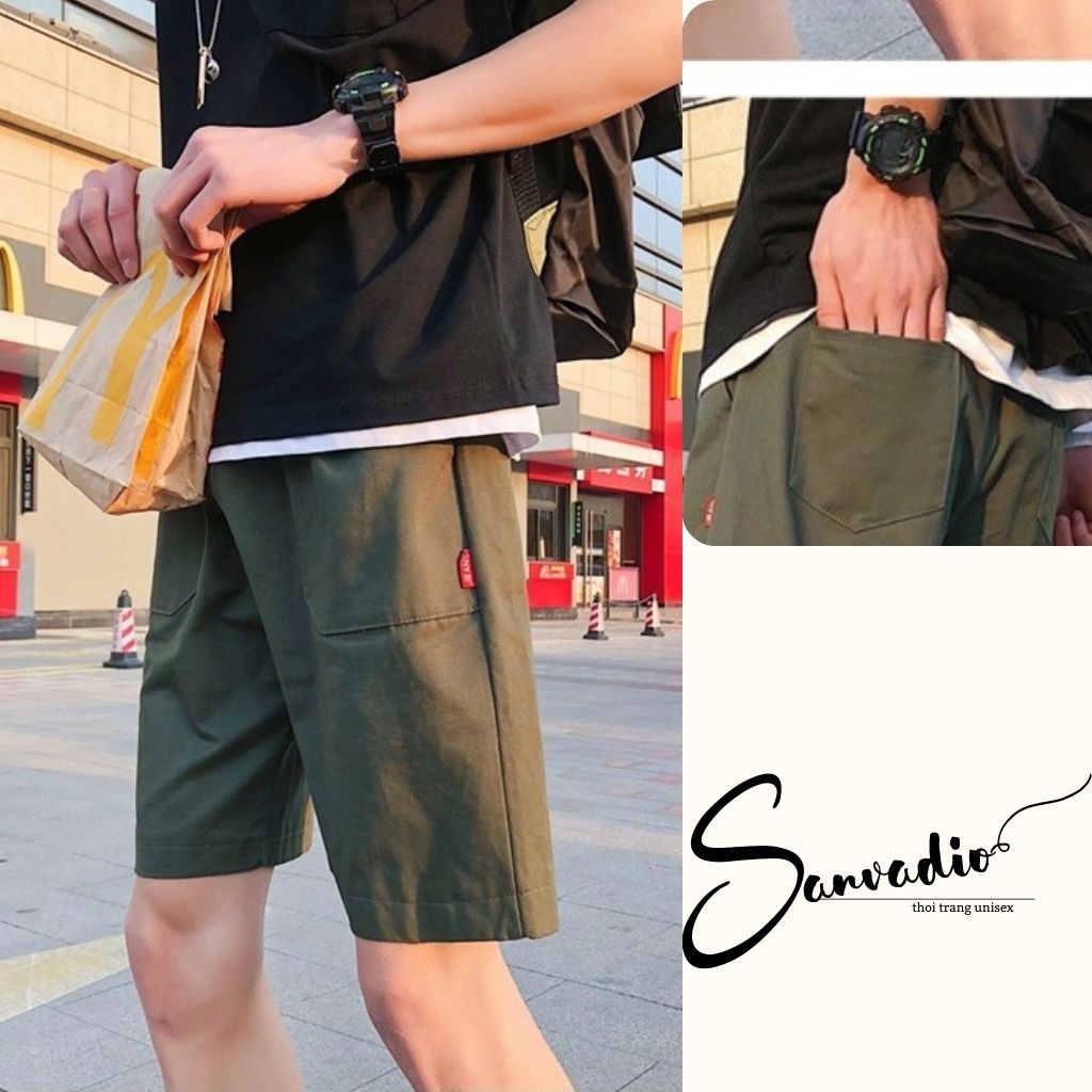 Quần short  kaki trơn unisex Sanvadio thể thao basic nam nữ oversize phong cách đường phố Hàn Quốc Ulzzang QD91