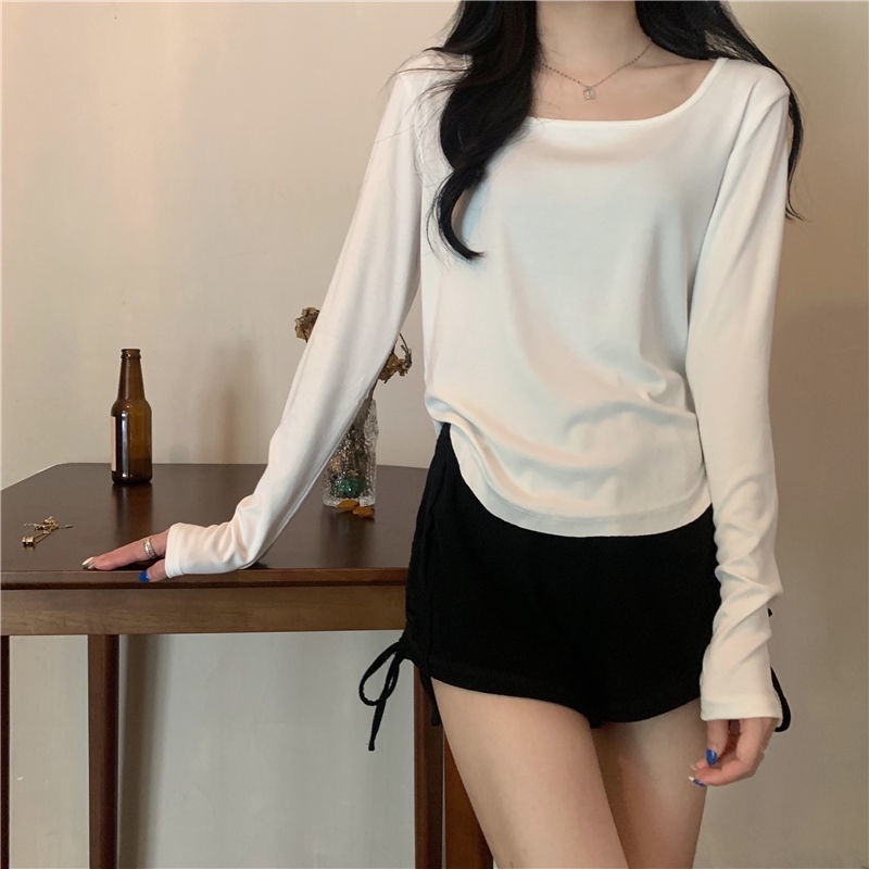 Áo thun COZOKC tay dài màu đơn giản thời trang cho nữ