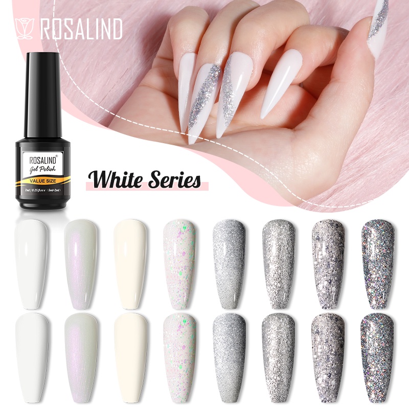 Gel Sơn Móng ROSALIND 7ml Màu Sắc Trắng Chuyên Dụng Cho Đèn LED / UV