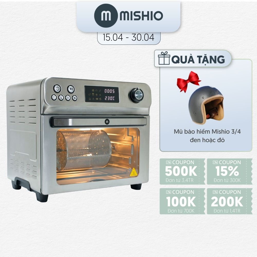 [Mã ELHADEV giảm 4% đơn 300K] Lò Chiên Không Dầu Đối Lưu Mishio MK314 24L - Hàng Chính Hãng - Bảo Hành 24 Tháng