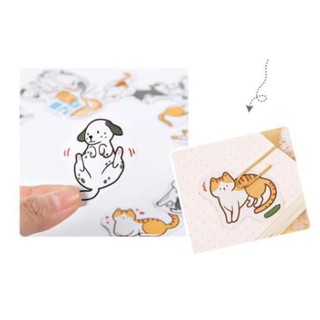 Bộ 46 Sticker Mèo & Chó Hàn Quốc dán trang trí E58
