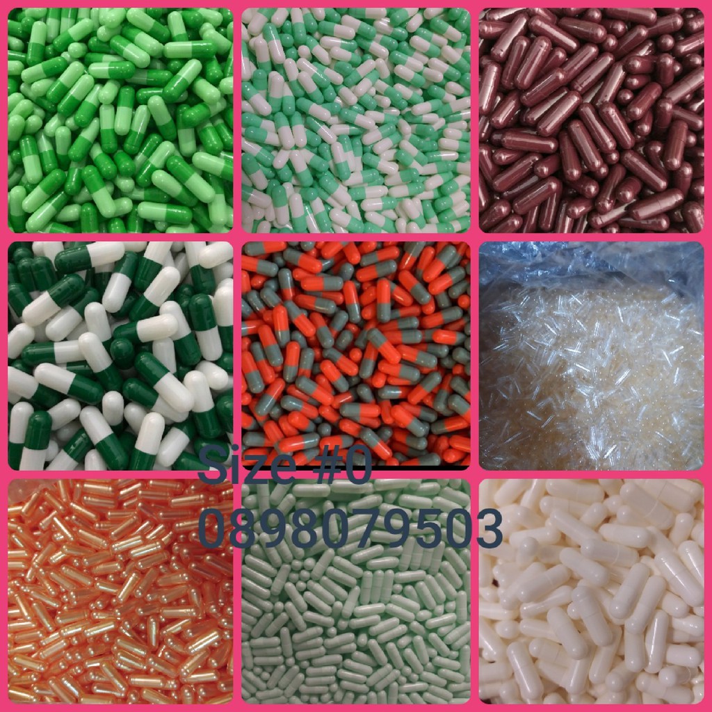 100g viên nang rỗng 1000 vỏ gelatin capsule nhiều màu viên nang cứng gelatin capsule empty size #0