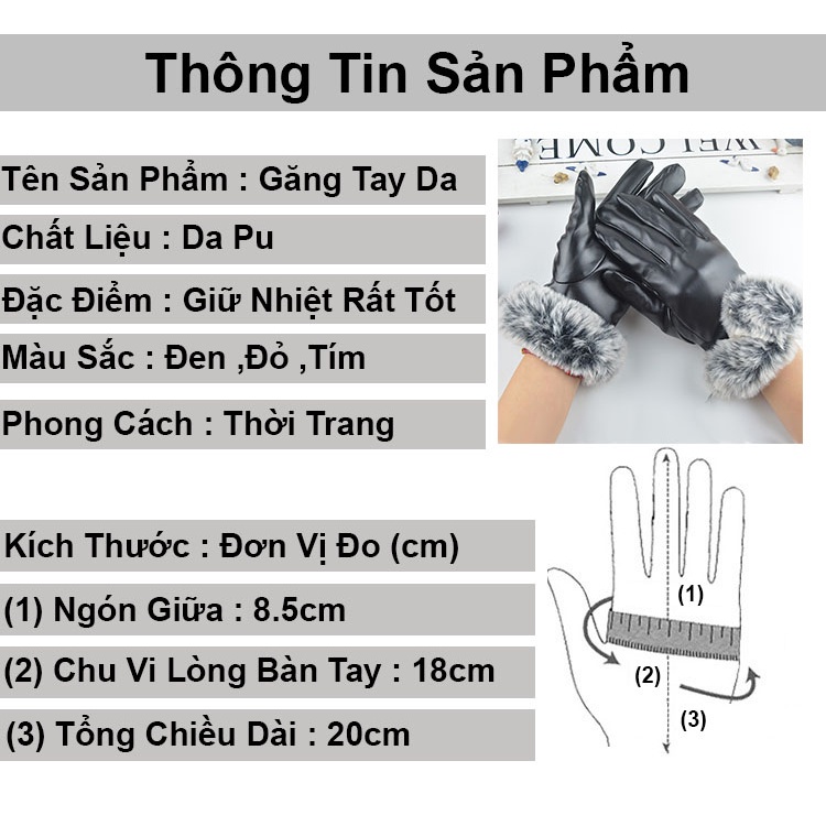 Găng tay mùa đông nữ đáng yêu giữ ấm XUXI găng tay da nữ mùa đông chống lạnh tốt