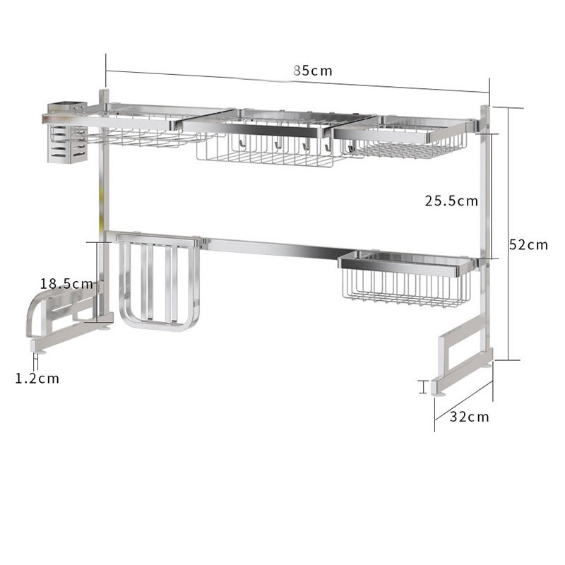 Kệ chén đa năng 100% INOX304 TRẮNG BẠC đặt bàn để úp chén dĩa gọn gàng tiện lợi