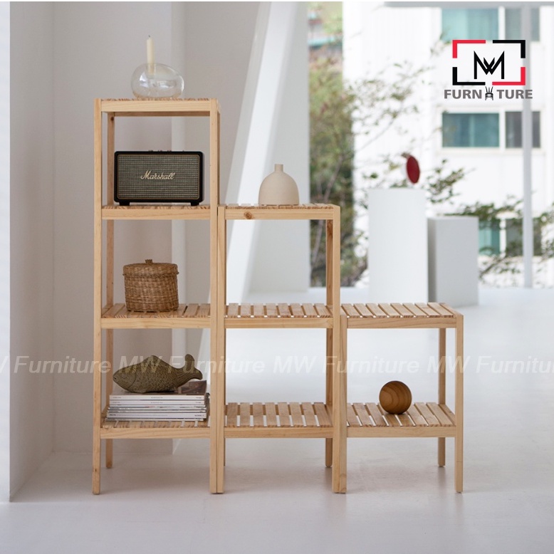 Combo 3 kệ gỗ đa năng màu gỗ phong cách hàn quốc thương hiệu MW FURNITURE