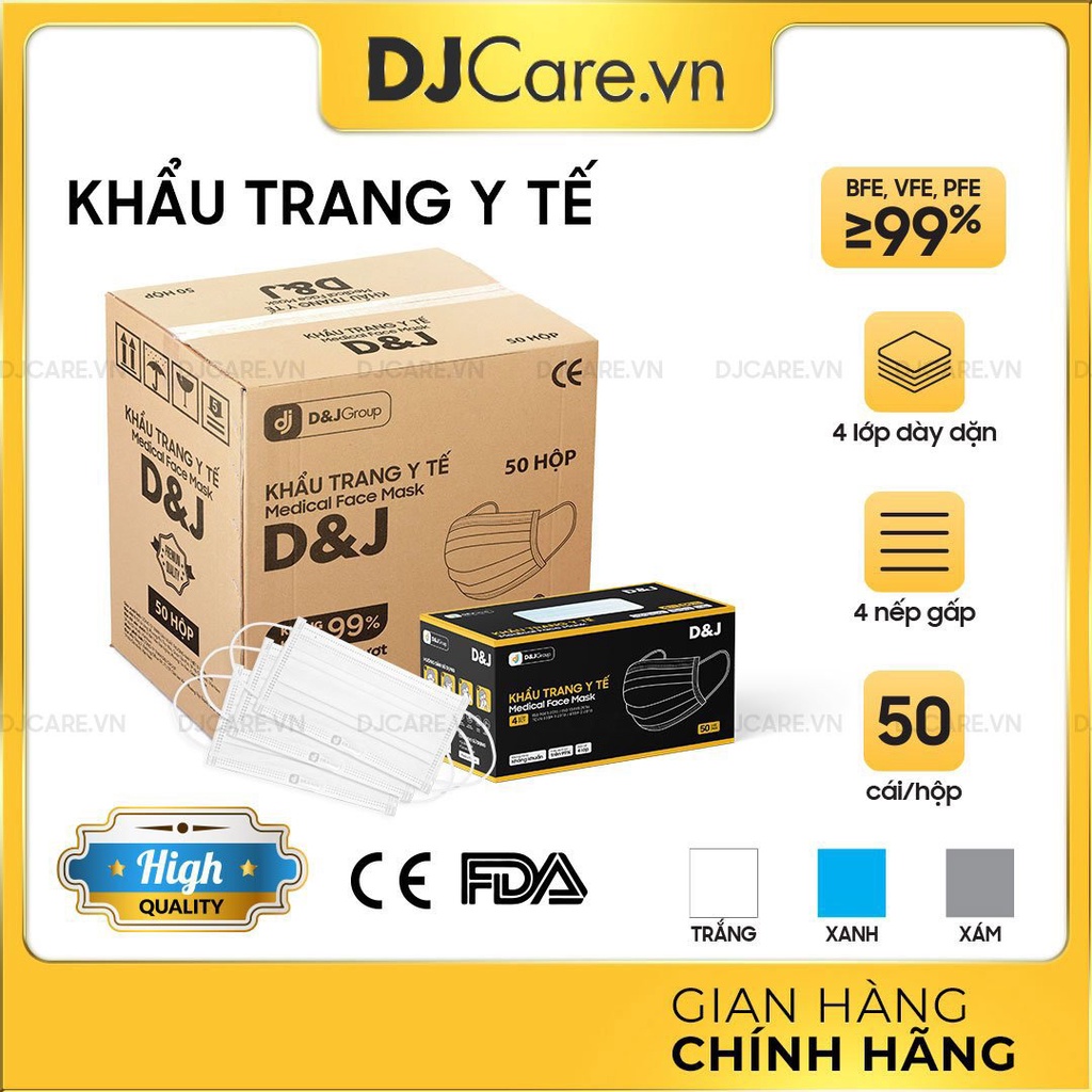 DJ CARE.VN- SỈ THÙNG 50 HỘP KHẨU TRANG Y TẾ CAO CẤP KHÁNG KHUẨN 50 CÁI/HỘP