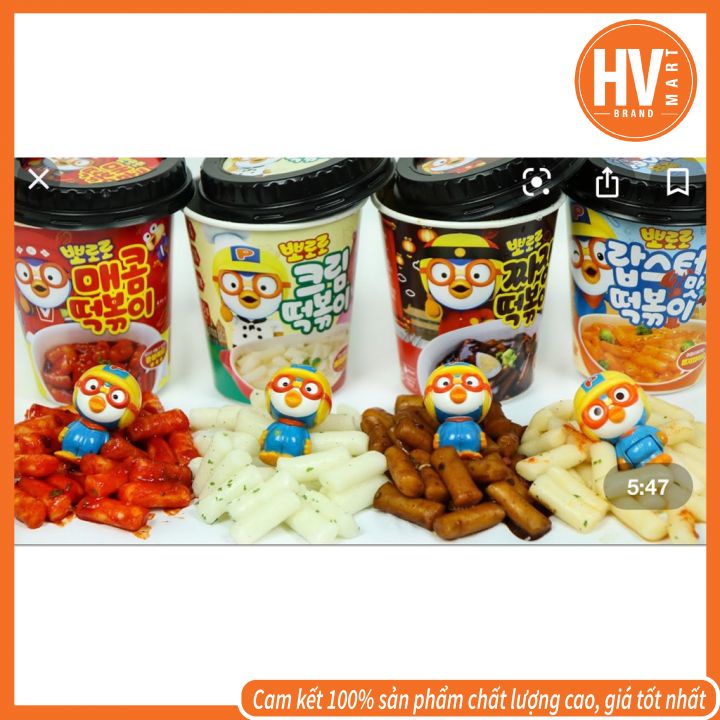 [Hàng Hot] Bánh Gạo Hàn Quốc Pororo Topokki 4 Vị Phô Mai Sốt Kem Ớt Ngọt Tương Đen Ăn Vặt Cực Ngon Cực Ghiền - Hộp 115g