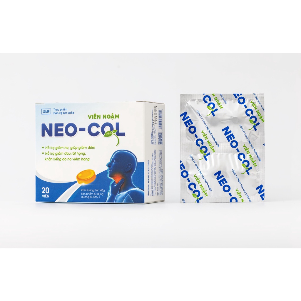 Viên ngậm giảm đau rát cổ họng NEO - COL : NO SUGAR -100% tinh dầu thiên nhiên