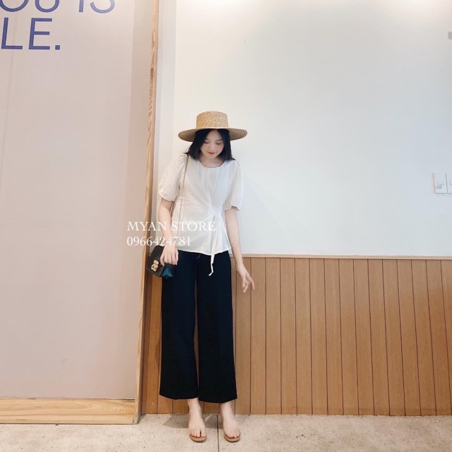 Quần ống rộng cúc + khoá sườn