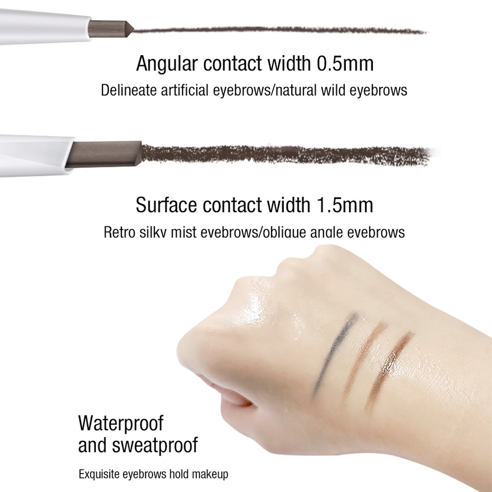 Bút Chì Kẻ Lông Mày 2 Trong 1 Chống Nước Lâu Trôi Siêu Mịn 1.5mm Không Lem Hai Đầu Màu Xám Nâu JP5