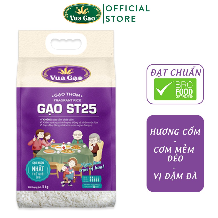 Gạo ST25 Túi 5kg – Chính Hãng Vua Gạo – Gạo Thơm Ngon, Dẻo Nhiều, Vị Đậm Đà – Top 1 Thế Giới 2019