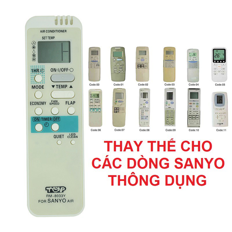 Remote Điều Khiển Máy Lạnh Máy Điều Hòa SANYO đa năng RM-8033Y (DÙNG CHO TẤT CẢ DÒNG MÁY LẠNH SANYO)