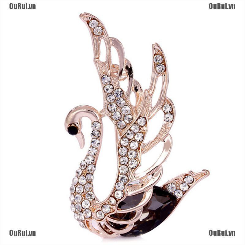 Ghim Cài Áo Hình Thiên Nga Đính Đá Pha Lê Xinh Xắn
