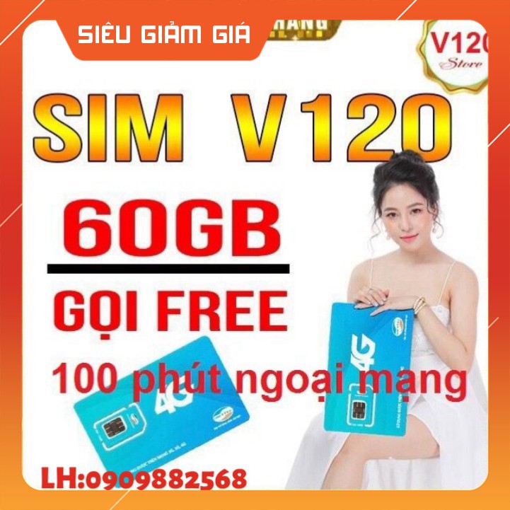 Sim 4G Viettel V120 Miễn Phí Tháng Đầu 60GB - SIM Data siêu tốc