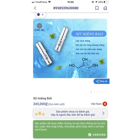 XỊT THƠM MIỆNG BALI 10ML