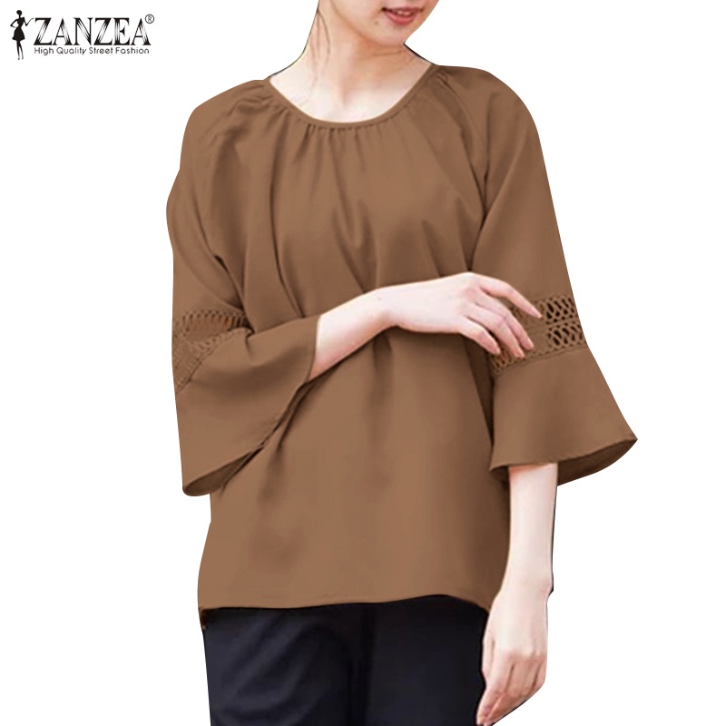 Zanzea Áo Nữ Cổ Tròn Tay 3 / 4 Phối Ren Thời Trang