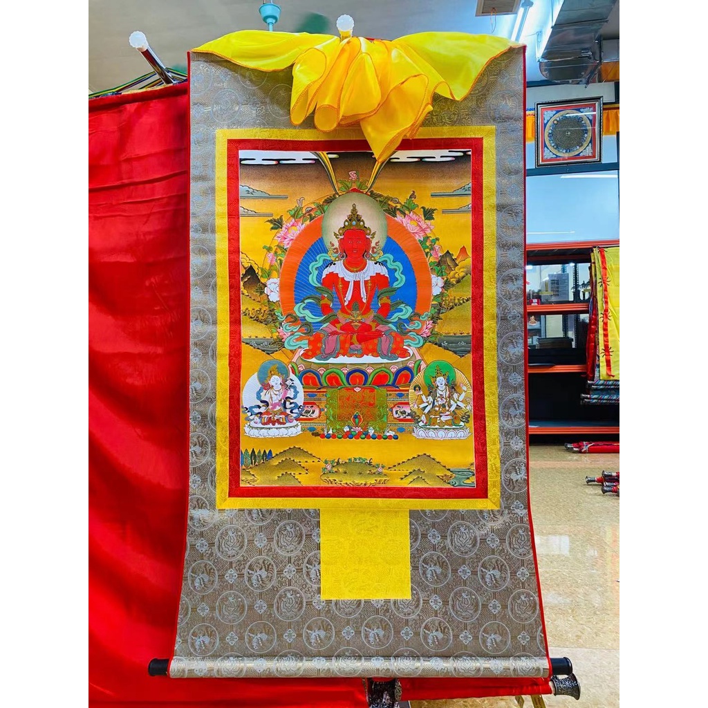 Tranh Thangka 1.2m - Vải mềm nâu Tây Tạng